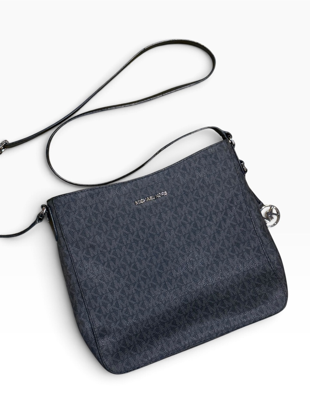 Michael Kors Jet Set Travel Black Large Logo Messenger Crossbody Bag